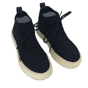 Pajar Womens‎ Leather Espadrille High Top Sneaker Shoes Black White Size 8